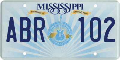 MS license plate ABR102