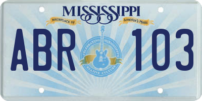 MS license plate ABR103