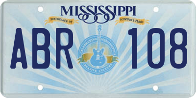 MS license plate ABR108