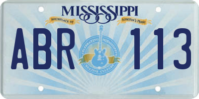 MS license plate ABR113