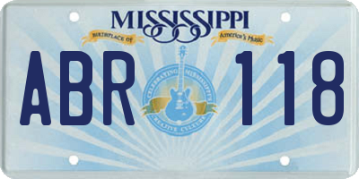 MS license plate ABR118