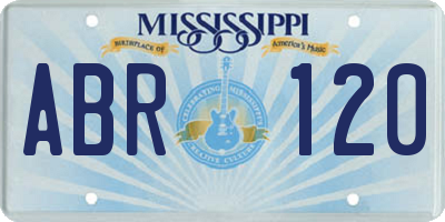 MS license plate ABR120