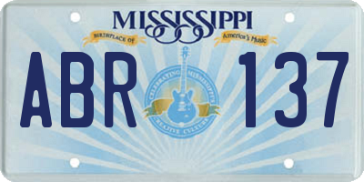 MS license plate ABR137