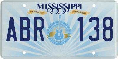 MS license plate ABR138