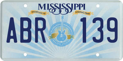 MS license plate ABR139