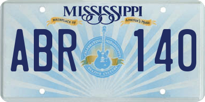 MS license plate ABR140