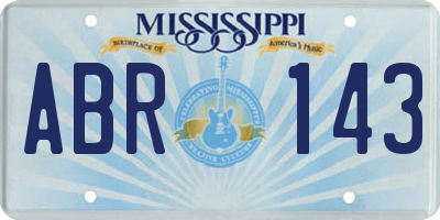 MS license plate ABR143