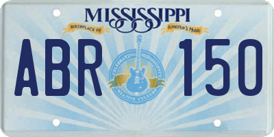 MS license plate ABR150