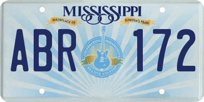 MS license plate ABR172