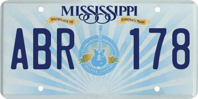 MS license plate ABR178