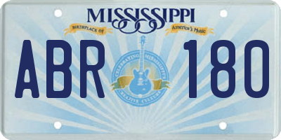 MS license plate ABR180