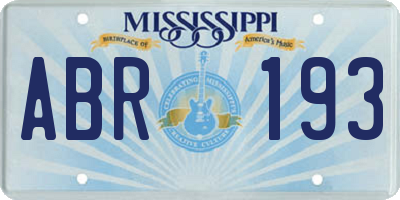 MS license plate ABR193