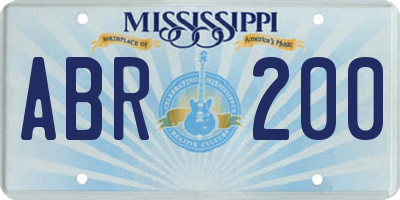 MS license plate ABR200