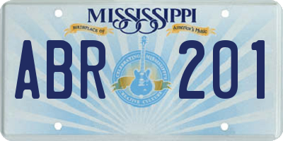 MS license plate ABR201