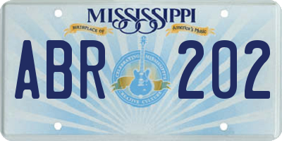 MS license plate ABR202