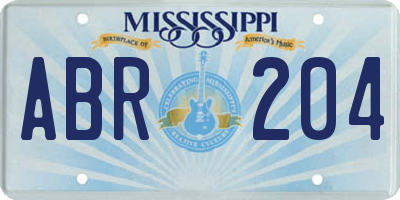 MS license plate ABR204