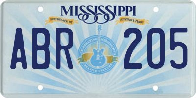 MS license plate ABR205