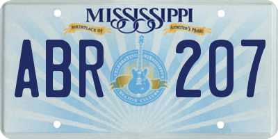 MS license plate ABR207