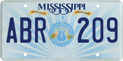 MS license plate ABR209
