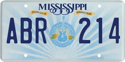 MS license plate ABR214