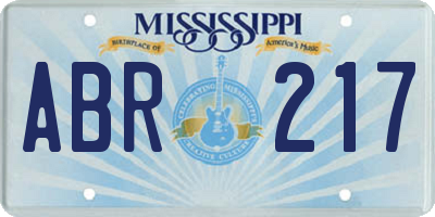 MS license plate ABR217