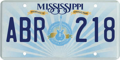 MS license plate ABR218