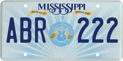 MS license plate ABR222