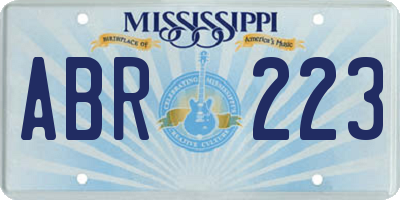 MS license plate ABR223