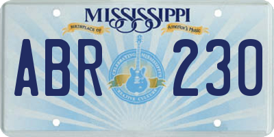 MS license plate ABR230