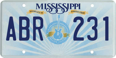 MS license plate ABR231