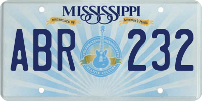 MS license plate ABR232
