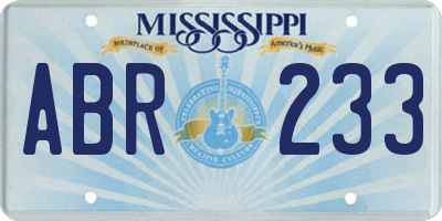 MS license plate ABR233