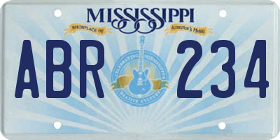 MS license plate ABR234