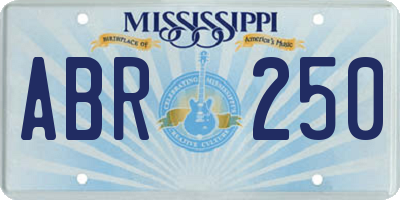 MS license plate ABR250