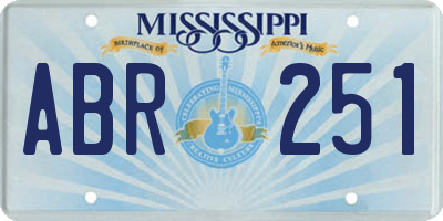 MS license plate ABR251