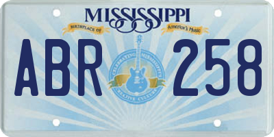 MS license plate ABR258