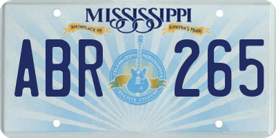 MS license plate ABR265