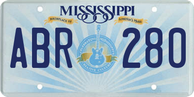 MS license plate ABR280