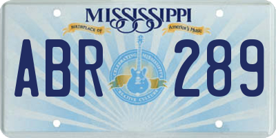 MS license plate ABR289