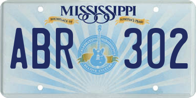 MS license plate ABR302
