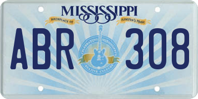 MS license plate ABR308