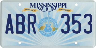 MS license plate ABR353