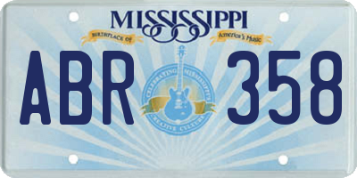 MS license plate ABR358