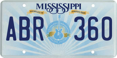 MS license plate ABR360