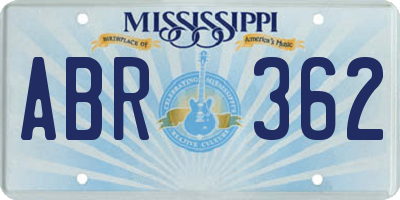 MS license plate ABR362