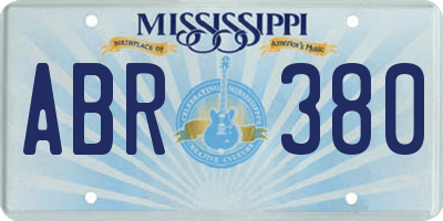 MS license plate ABR380