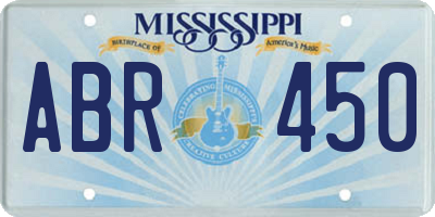 MS license plate ABR450