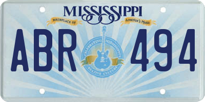 MS license plate ABR494