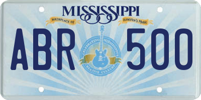 MS license plate ABR500