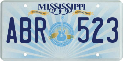 MS license plate ABR523